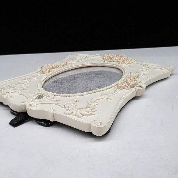 Vintage Style Resin Picture Frame With Floral Embellishments & Rhinestones 3x5" - Picture 9 of 10